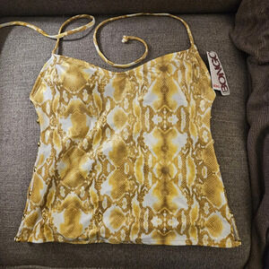 Bongo Bathing Suit Swim Top M Juniors Gold and White